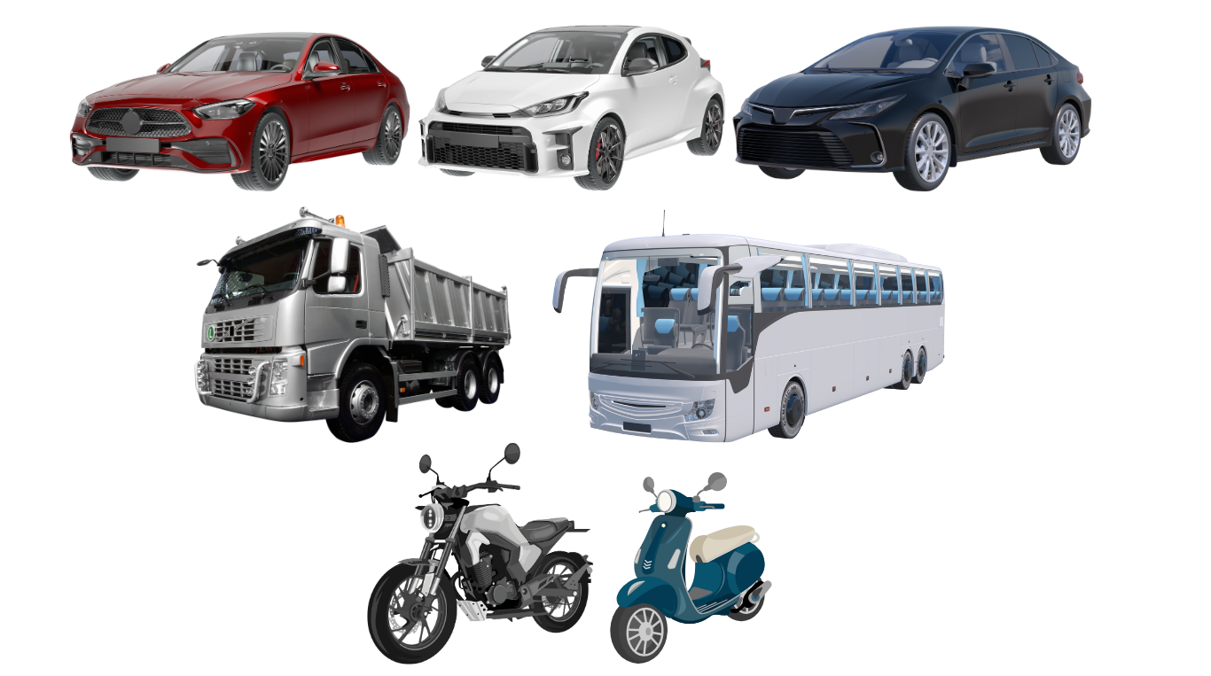 対応車両：自動車、軽自動車、バス、トラック、原付、バイク